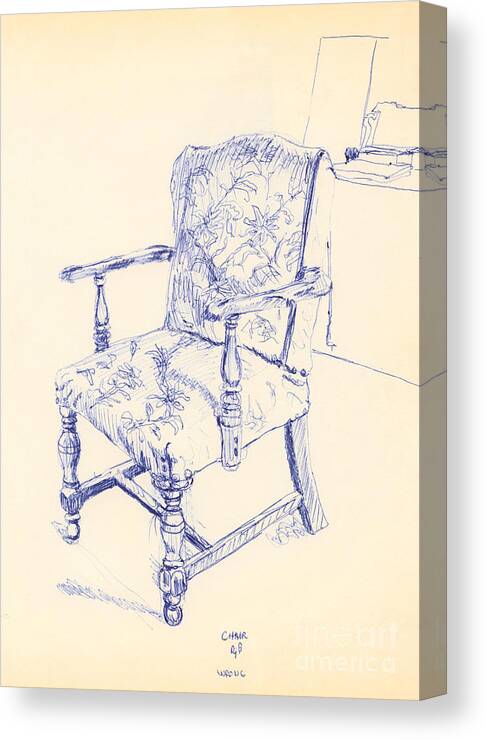 Chair Canvas Print featuring the drawing Chair by Ron Bissett