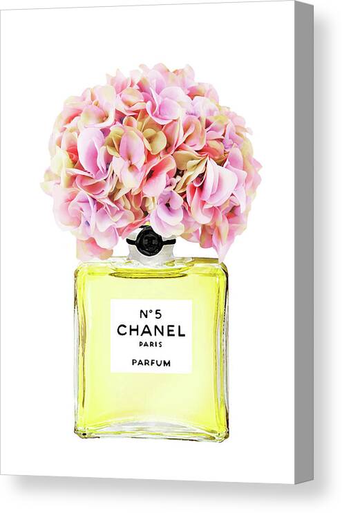 Chanel No.5 With Yellow Hydragenia 2 Canvas Print / Canvas Art by Del Art