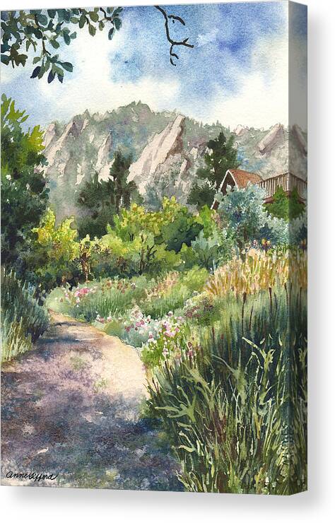 Trail Painting Canvas Print featuring the painting Chautauqua Morning by Anne Gifford