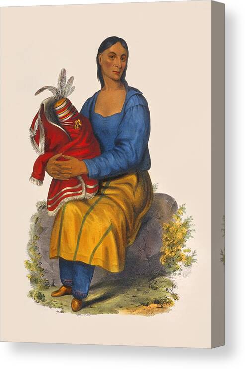 Unknown Canvas Print featuring the drawing Chippeway widow by Unknown