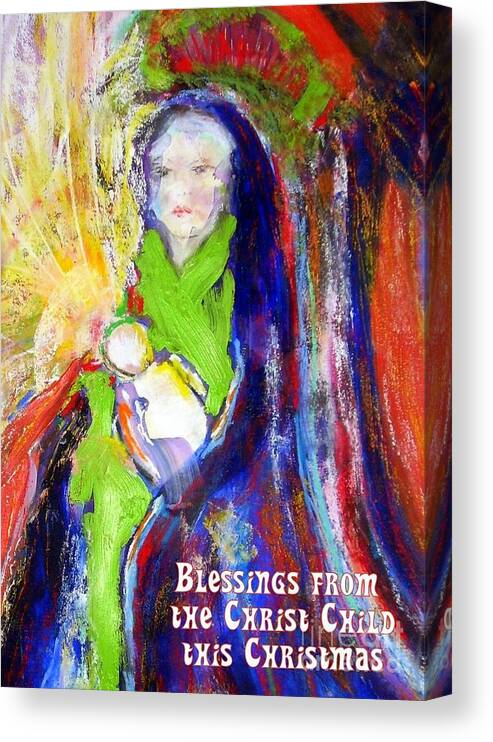 Christmas Card Canvas Print featuring the mixed media Christmas Blessings by Jodie Marie Anne Richardson Traugott     aka jm-ART
