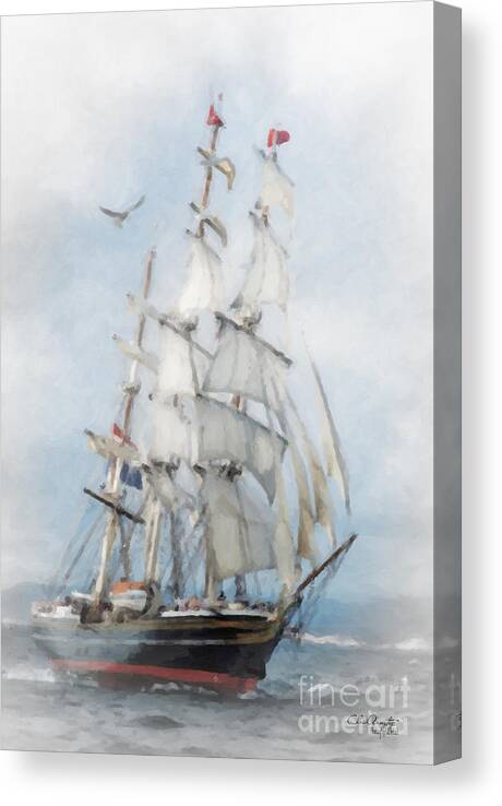 Clipper Ship Canvas Print featuring the painting Clipper Ship in sail by Chris Armytage
