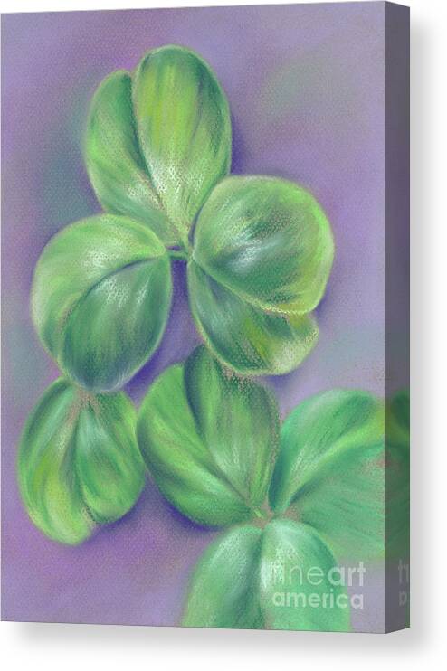 Clover Canvas Print featuring the painting Clover on Purple by MM Anderson