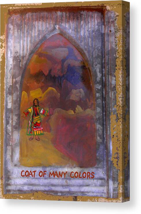 Christian Canvas Print featuring the painting Coat of Many Colors Folk Art by Anne Cameron Cutri