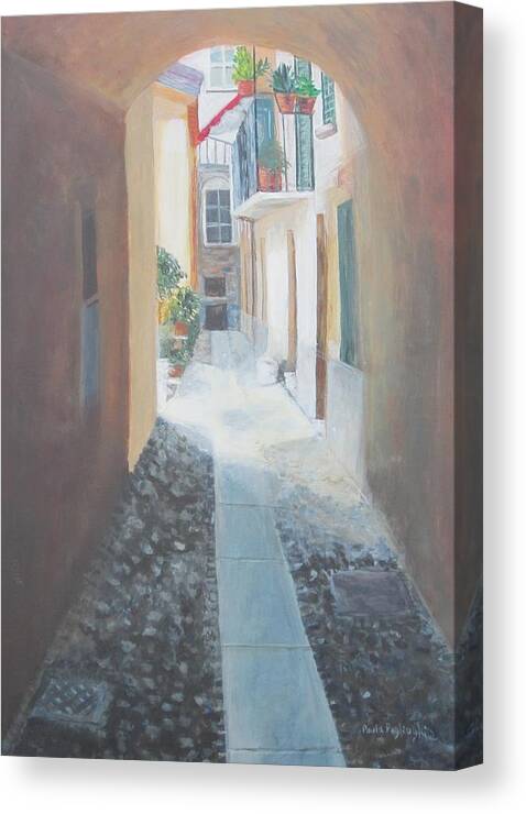 Italy Canvas Print featuring the painting Cobblestone Alley by Paula Pagliughi
