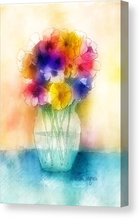 Flower Canvas Print featuring the painting Colorful Bouquet I by Arline Wagner