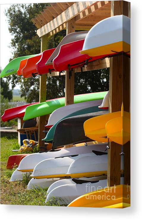 Canoes Canvas Print featuring the photograph Colorful Canoes by Nadine Rippelmeyer