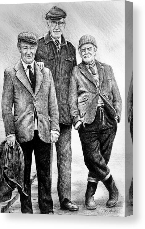  Last Of The Summer Wine Canvas Print featuring the painting Compo Clegg and Foggy 2 by Andrew Read