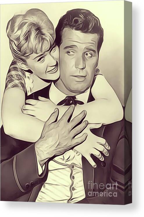 Connie Canvas Print featuring the digital art Connie Stevens and James Garner by Esoterica Art Agency