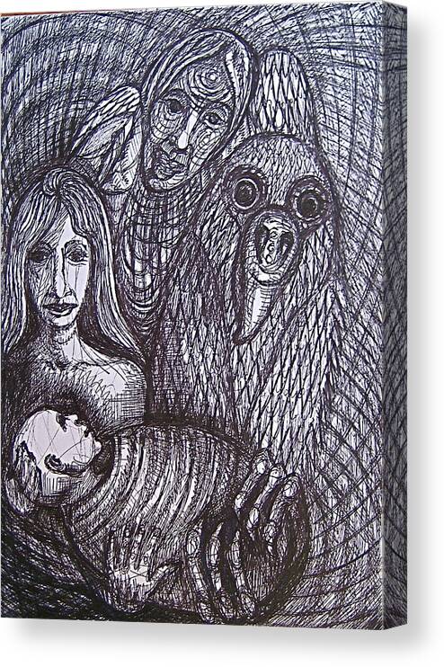 Drawing Canvas Print featuring the drawing Convergent Child by Stephen Hawks