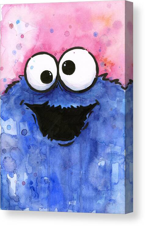 Cookie Canvas Print featuring the painting Cookie Monster by Olga Shvartsur