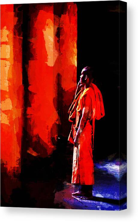 Monk Canvas Print featuring the digital art Cool Orange Monk by Cameron Wood