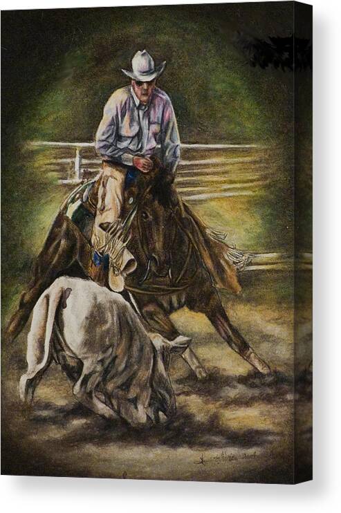Cutting Horse Canvas Print featuring the drawing Cutter by Laurie Tietjen