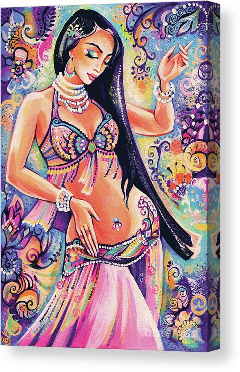 Belly Dancer Canvas Print featuring the painting Dancing in the Mystery of Shahrazad by Eva Campbell