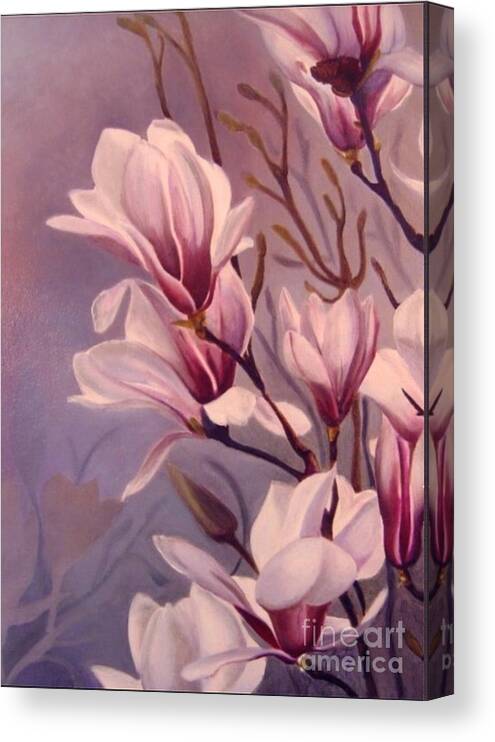 Flowers Canvas Print featuring the painting Dancing Magnolias by Daniela Easter