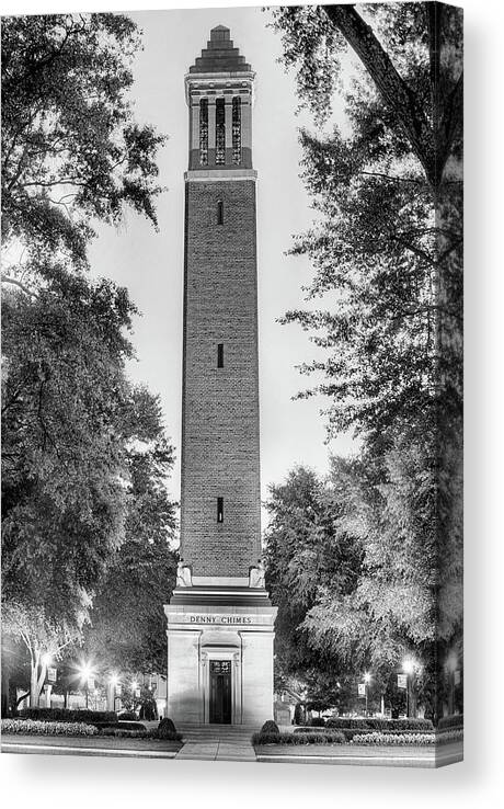 Denny Chimes Canvas Print featuring the photograph Denny Chimes Black and White by JC Findley