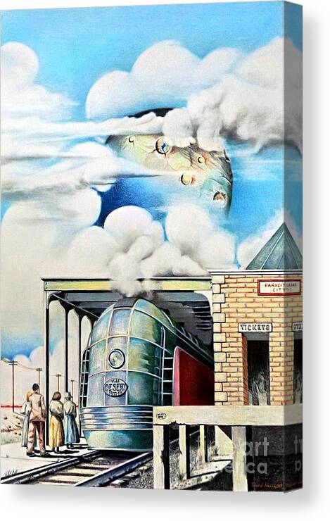 Train Drawing Canvas Print featuring the drawing Desert Wind by David Neace