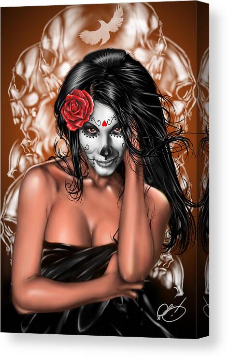 Pete Canvas Print featuring the painting Dia de los Muertos Remix by Pete Tapang
