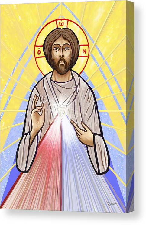 Jesus Canvas Print featuring the painting Divine Mercy Icon Style by David Luebbert