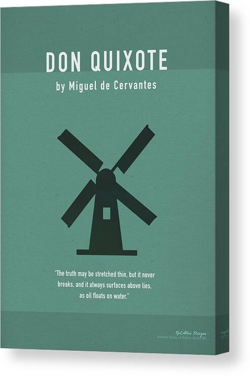 Don Quixote Canvas Print featuring the mixed media Don Quixote Greatest Books Ever Series 001 by Design Turnpike