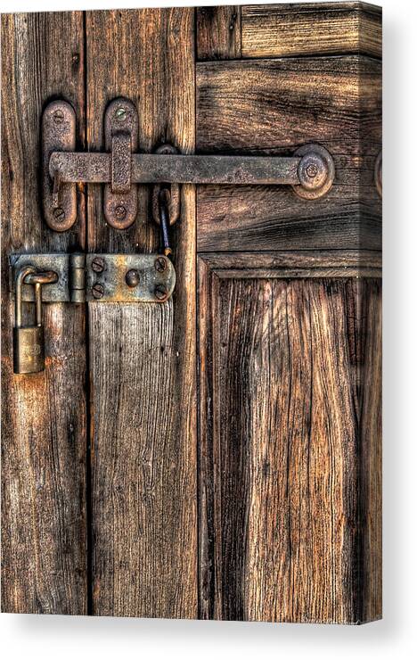 Savad Canvas Print featuring the photograph Door - The Latch by Mike Savad