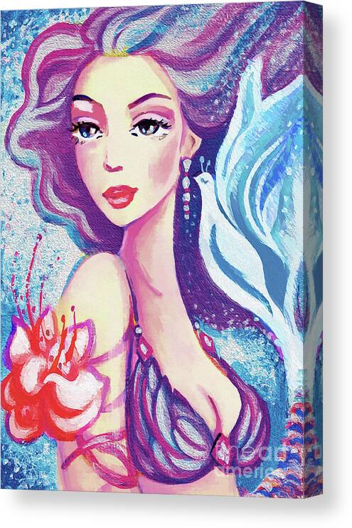 Sea Goddess Canvas Print featuring the painting Dove Mermaid by Eva Campbell