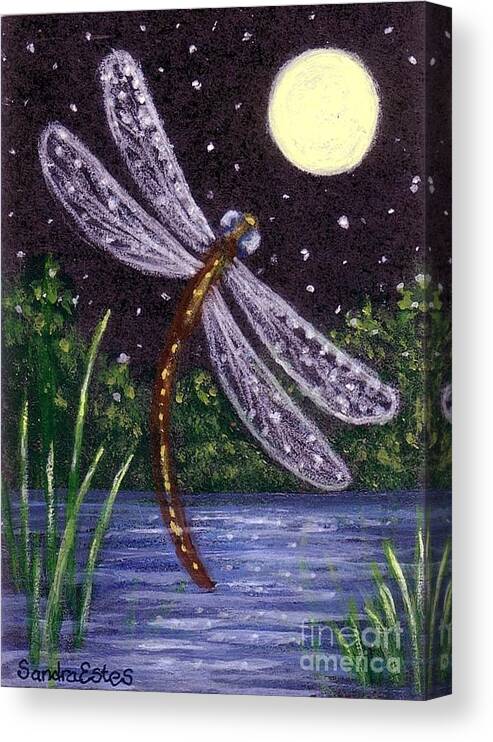 Dragonfly Canvas Print featuring the painting Dragonfly Dreaming by Sandra Estes