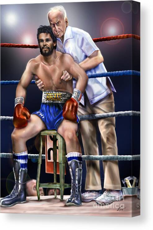 Roberto Duran Canvas Print featuring the painting Duran Hands of Stone 1A by Reggie Duffie
