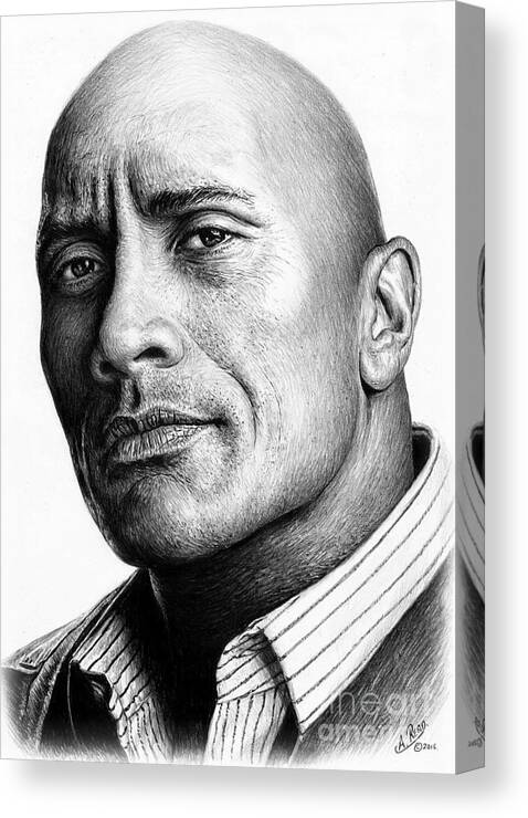Dwayne Johnson Canvas Print featuring the drawing Dwayne the rock Johnson by Andrew Read