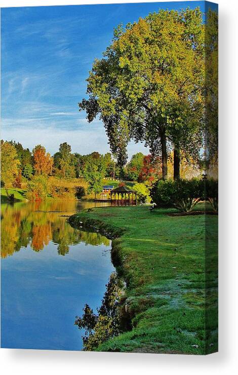 Hudson Valley Landscapes Canvas Print featuring the photograph Early Fall Morning at Pecks Pond by Thomas McGuire