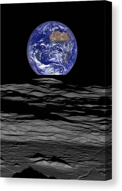 Earthrise Canvas Print featuring the photograph Earthrise As Seen From The Moon by War Is Hell Store