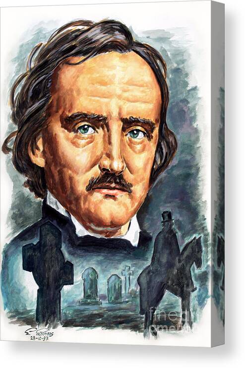 Edgar Canvas Print featuring the painting Edgar Allan Poe painting by Star Portraits Art