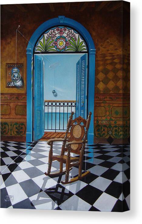 Spheres Canvas Print featuring the painting El sillon de abuelita by Roger Calle