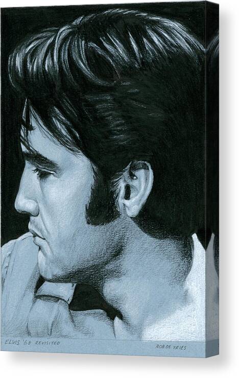 Elvis Canvas Print featuring the drawing Elvis 68 revisited by Rob De Vries