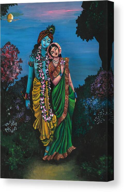 Krishna Canvas Print featuring the painting Eternal Lovers by Tara Krishna