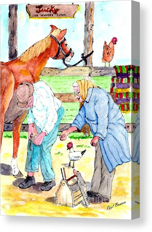 Horseshoeing Canvas Print featuring the painting Everyone Works by Philip And Robbie Bracco