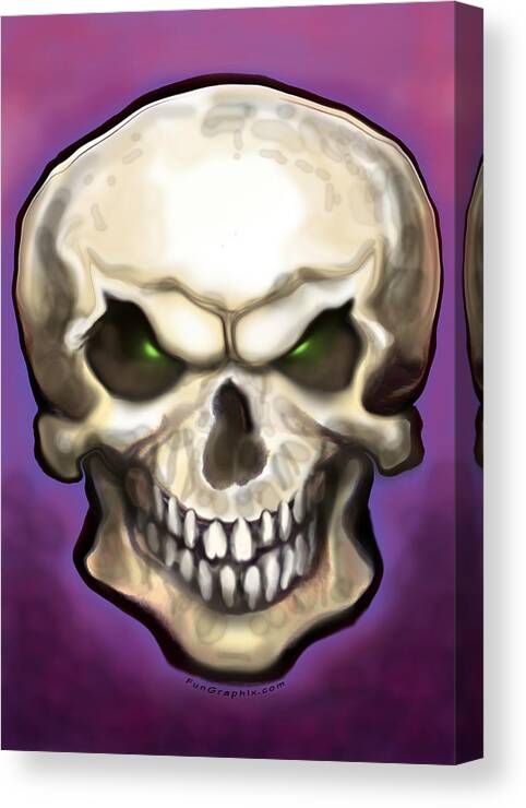 Skull Canvas Print featuring the painting Evil Skull by Kevin Middleton