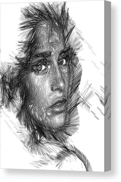 Rafael Salazar Canvas Print featuring the digital art Female Sketch in Black and White by Rafael Salazar