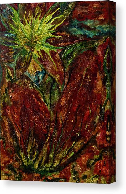 Floral Canvas Print featuring the painting Fire Flower by Anitra Handley-Boyt