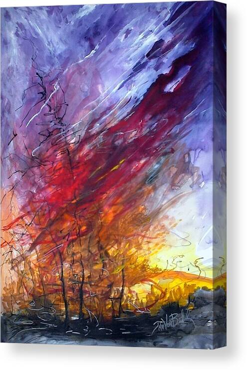 Landscape Canvas Print featuring the painting Firescape by Jan VonBokel