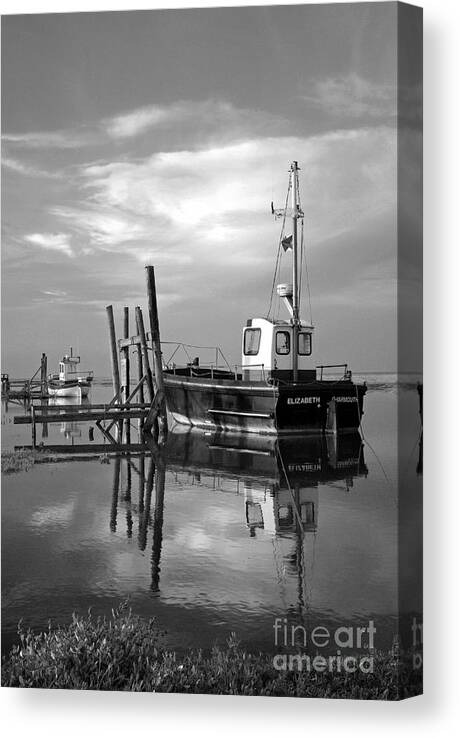 Fishing Boats Canvas Print featuring the photograph Fishing Boat in Thornham Harbour by David Bird