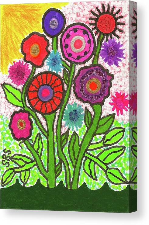 Original Drawing Canvas Print featuring the drawing Floral Majesty by Susan Schanerman