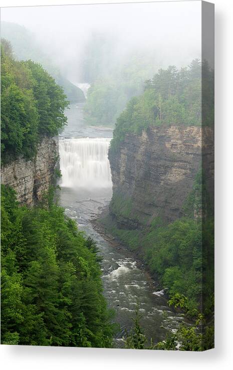 Waterfalls Canvas Print featuring the photograph Fog At Middle Falls by Mark Papke