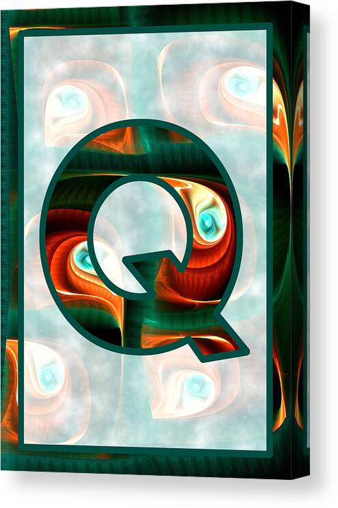 Q Canvas Print featuring the digital art Fractal - Alphabet - Q is for Quizzical by Anastasiya Malakhova