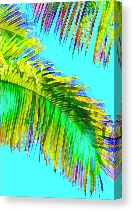 #flowersofaloha #psychedelic #fragment #palm Canvas Print featuring the photograph Fragment of Coconut Palm Psychedelic by Joalene Young