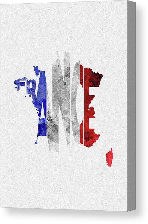 France Canvas Print featuring the digital art France Typographic Map Flag by Inspirowl Design