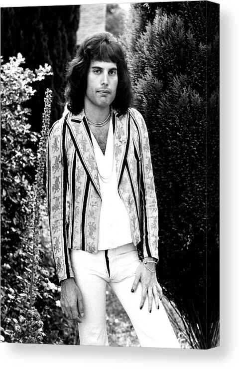 Freddie Mercury Canvas Print featuring the photograph Freddie Mercury of Queen 1975 by Chris Walter