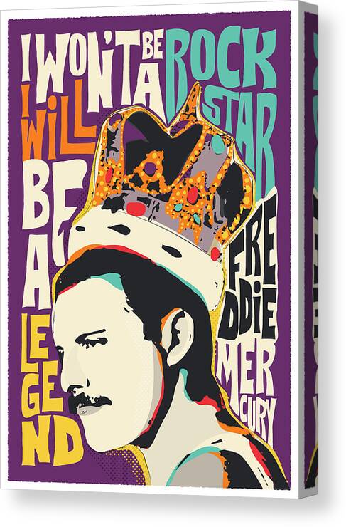 Freddie Mercury Canvas Print featuring the digital art Freddie Mercury Pop Art Quote by BONB Creative