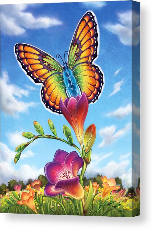 Freesia Canvas Print featuring the mixed media Freesia - Necessary Change by Anne Wertheim