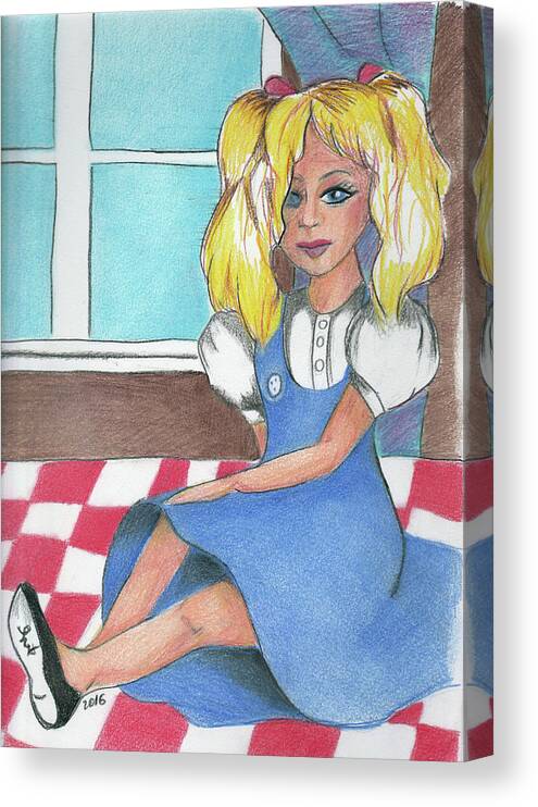 Dolly Canvas Print featuring the drawing Frey's dolly by Loretta Nash